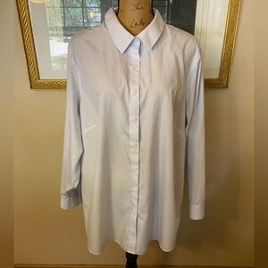Lands' End Women’s No Iron Blue & White Pinstripe Button Down – Size 22W